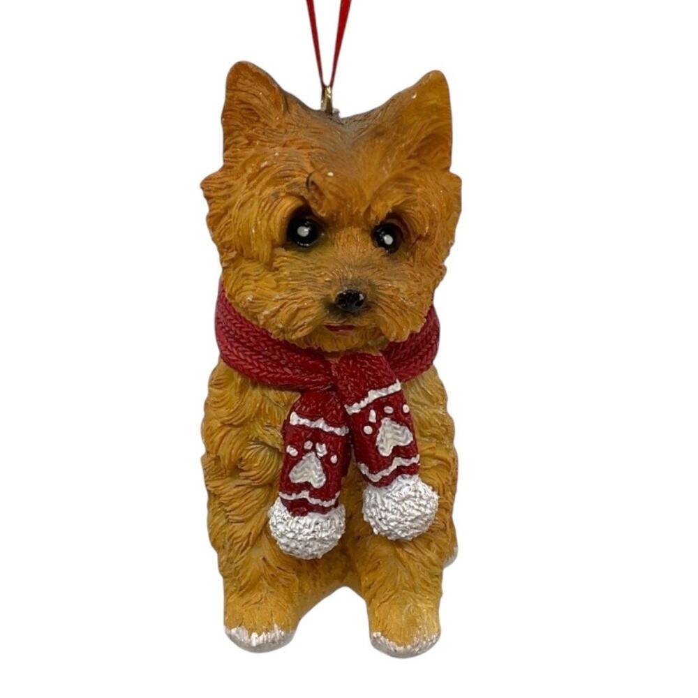 Yorkshire Terrier Dog with Christmas Scarf Ornament Gift Collect New